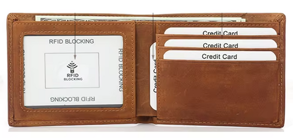 Slim RFID-blocking bifold wallet (Genuine leather)