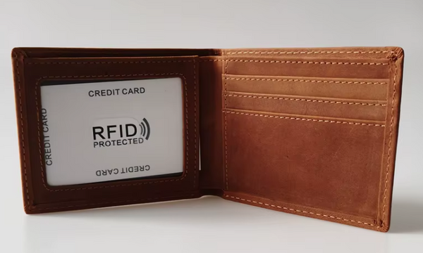 Slim RFID-blocking bifold wallet (Genuine leather)