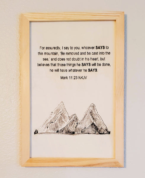 Mark 11:23 Wood Engraved